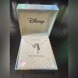 Disney Silver Plated Mickey Mouse Pendant Necklace NIB letter “E” on necklace